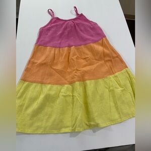 Toddler girls Oshkosh 3 tiered colored dress, pink, orange and yellow size 4t